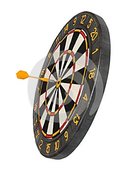 Dartboard with dart in aim