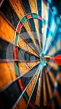 Dartboard triumph, skilled aim, victorious sports competition concept photography