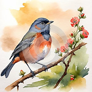 Dartford Warbler Watercolor Bird Illustration