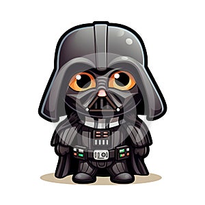 Darth Vader as a Kawaii sticker, illustration for kids