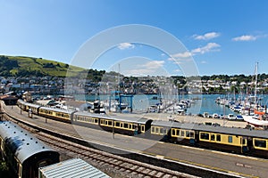 Dartmouth and Kingswear station by marina Devon England by River Dart