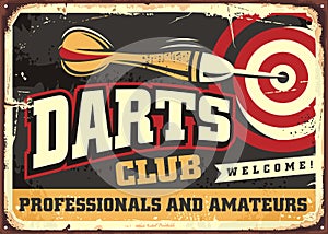 Darts club retro poster design template