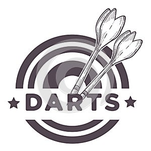 Darts game, two missiles, throwers on a dartboard sketch photo