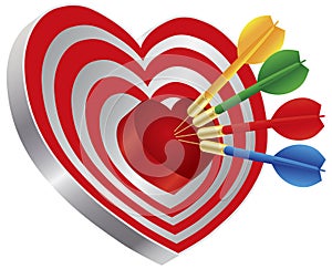 Darts on Heart Shape Bullseye Illustration