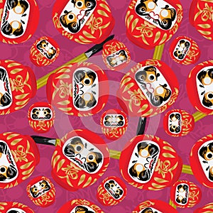 Daruma brush seamless pattern