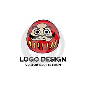 Daruma doodle icon. Japanese traditional doll