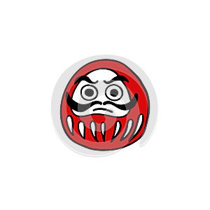 Daruma doodle icon. Japanese traditional doll, vector illustration