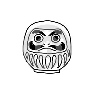 Daruma, japanese traditional doll doodle icon, vector illustration