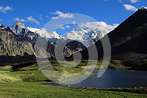 Darung Drung glacier and lake high in himalayas