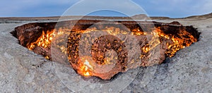 Darvaza Derweze gas crater called also The Door to Hell in Turkmenist photo