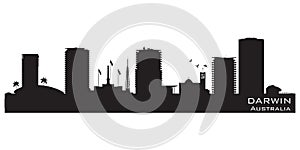 Darwin Australia city skyline vector silhouette