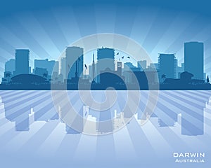 Darwin Australia city skyline vector silhouette