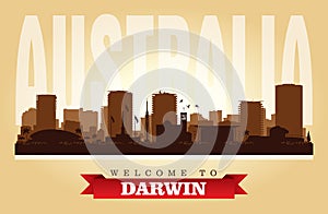 Darwin Australia city skyline vector silhouette