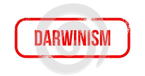 Darwinism - red grunge rubber, stamp