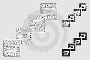 Dash Block Chain Vector Mesh Network Model and Triangle Mosaic Icon