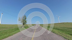 Dash camera in car, driving in Dobrogea, Romania