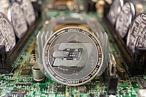 Dash coin on a technology circuit