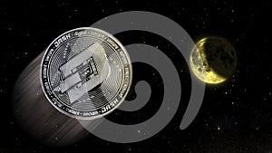 Dash crypto price rise to the moon, conceptual trading of an explosive incr