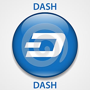 DASH cryptocurrency blockchain icon. Virtual electronic, internet money or cryptocoin symbol, logo