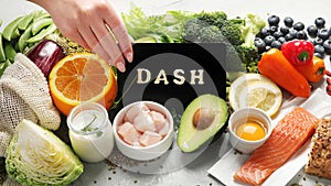 Dash flexitarian mediterranean diet on light background