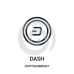 dash icon vector from cryptocurrency collection. Thin line dash outline icon vector illustration photo