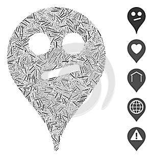 Dash Mosaic Doubt Smiley Map Marker Icon photo