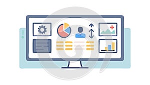 Dashboard Analytics on Computer Screen for Business Intelligence, vector design Generative AI