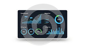 Dashboard analytics interface isolated on white background