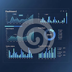 Dashboard analytics interface isolated on white background