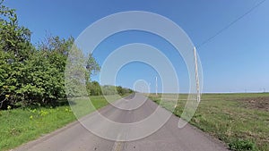 Dashboard camera in car, driving in Dobrogea, Romania