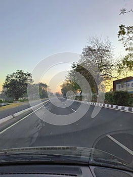 Dashboard camera view of an Indian Highway