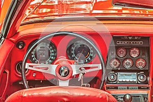 Dashboard of a 1970 Chevrolet Corvette C 3 Convertible classic car