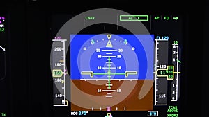 Dashboard of a commercial passenger plane. Information for pilots on altitude and speed. Primary Flight Display