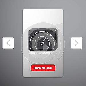 dashboard, device, speed, test, internet Glyph Icon in Carousal Pagination Slider Design & Red Download Button