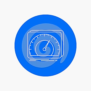dashboard, device, speed, test, internet White Line Icon in Circle background. vector icon illustration