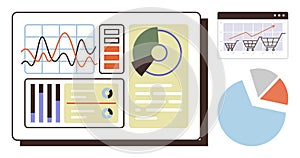 Dashboard Display with Analytics Graphs, Charts, and Data Visualization for Business Insights