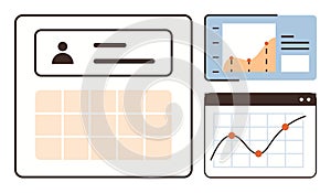 Dashboard Display with Charts, Graphs, and Data Panels for Business and Analytics