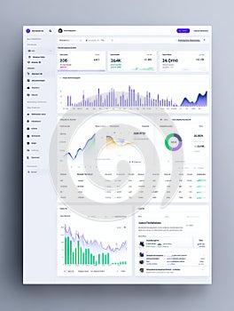 Dashboard Displaying Data Analytics With Various Graphs and Statistics on a Modern Interface