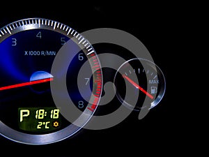 Dashboard with fuel gauge