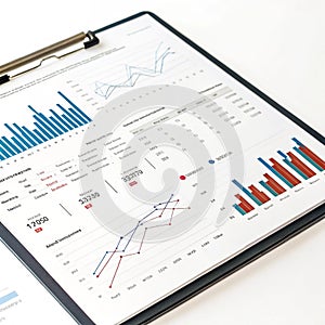 Dashboard graph chart on white background