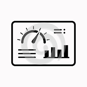 Dashboard icon in flat style. Finance analyzer vector illustration on white isolated background. Performance algorithm
