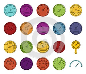 Dashboard icon set, color outline style