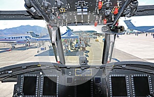 Dashboard inside a military helicopter