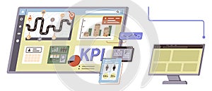 Dashboard with KPI Metrics, Data Graphs, and Analytics Display for Performance Monitoring