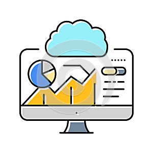 dashboard monitoring cloud computing color icon vector illustration