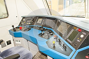 A Dashboard or panel in a train driver cabin