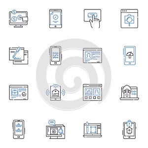 Dashboard screen line icons collection. Metrics, Visuals, Navigation, Interface, Insights, Analytics, Display vector and photo