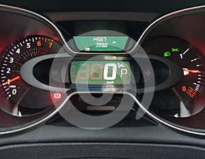 Dashboard with speedometer in car