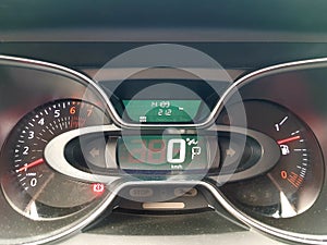 Dashboard with speedometer in car
