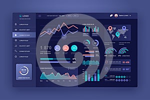 Dashboard UI. Admin panel vector design